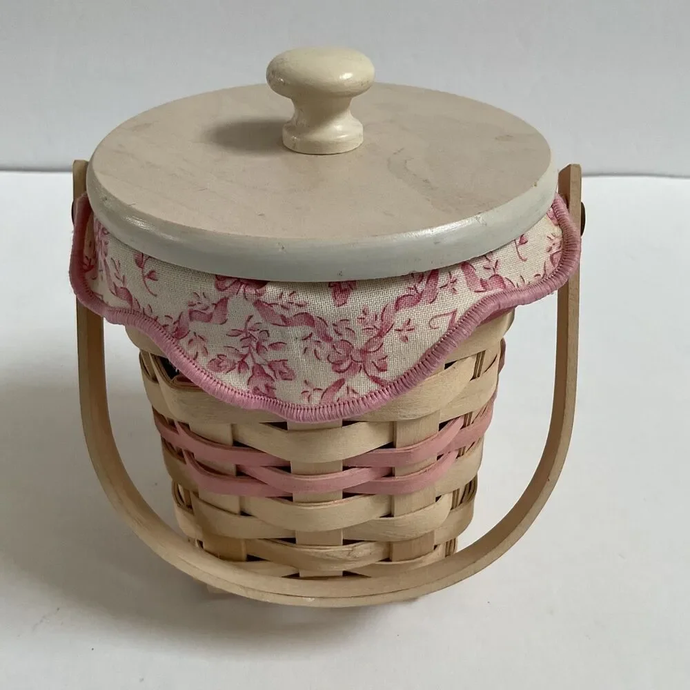 Longaberger 2002 Whitewashed Horizon of Hope Basket Liner Protector Tie On